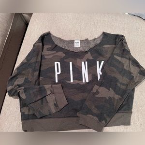 PINK cropped camo sweatshirt xxl